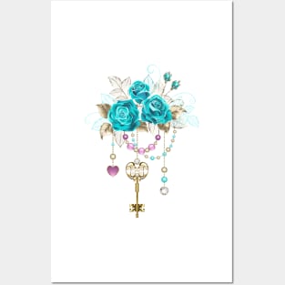 Turquoise Roses with Keys Posters and Art